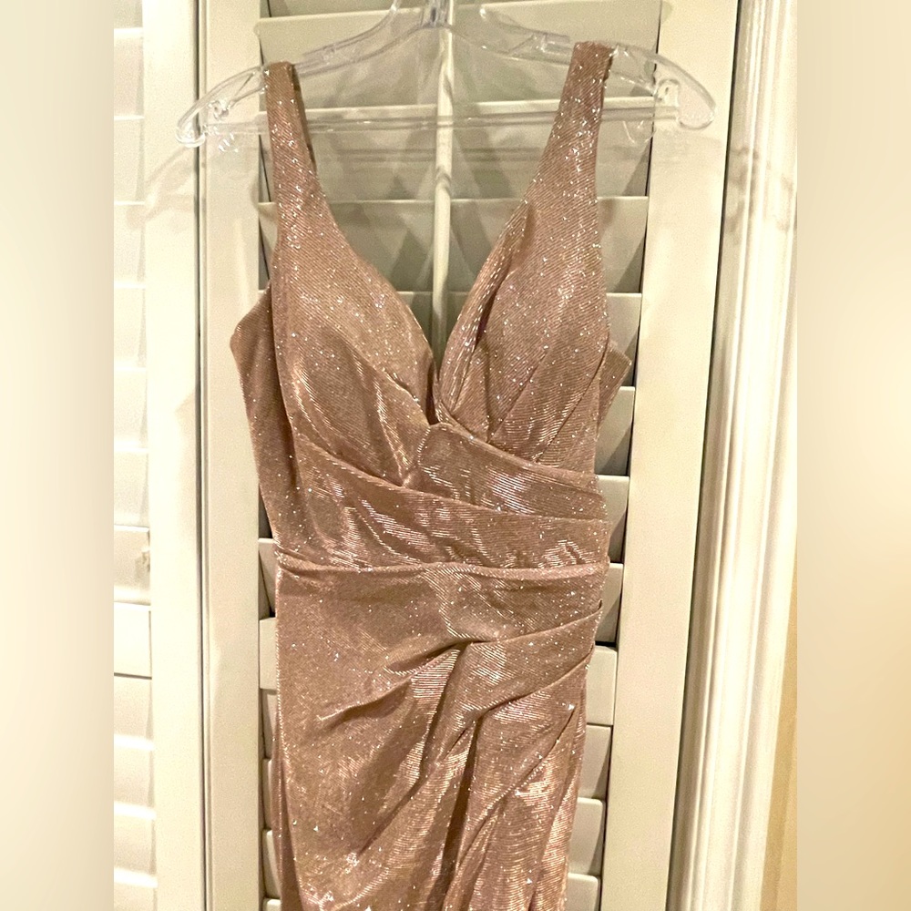Metallic Glitter Blush Pink Formal Dress - Size L - Cinderella Divine